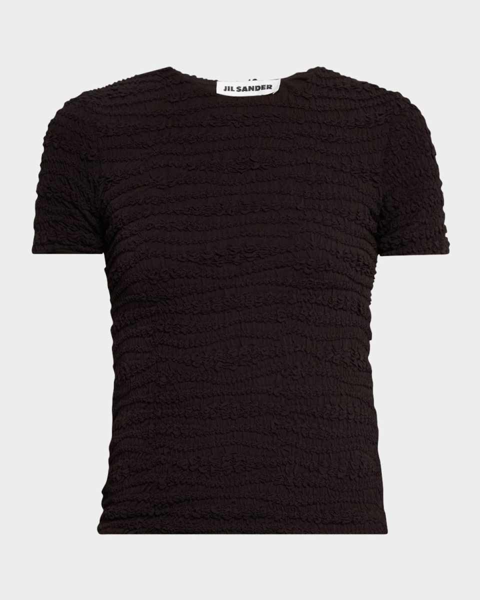 Smocked Crepe Viscose Jersey T-Shirt